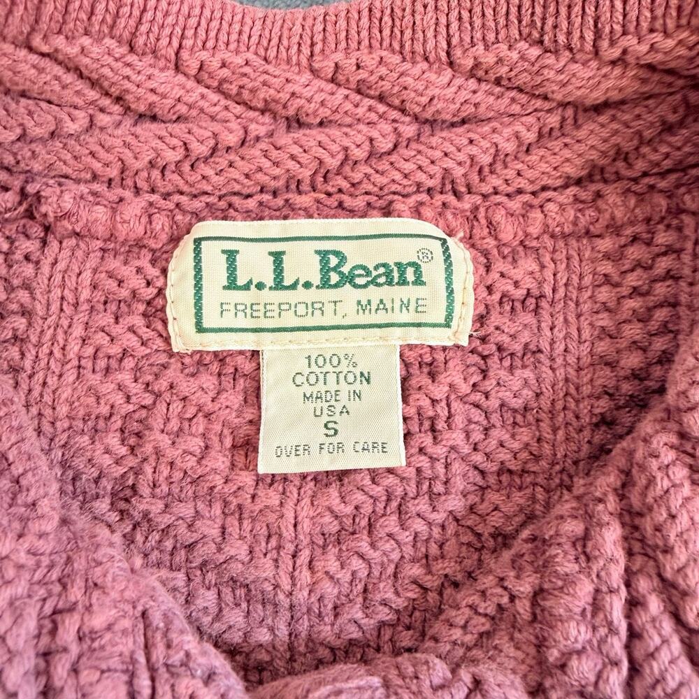 LL Bean Vintage Made in USA Purple Cable Knit Cotton Cardigan Sweater Womens S - Picture 3 of 10